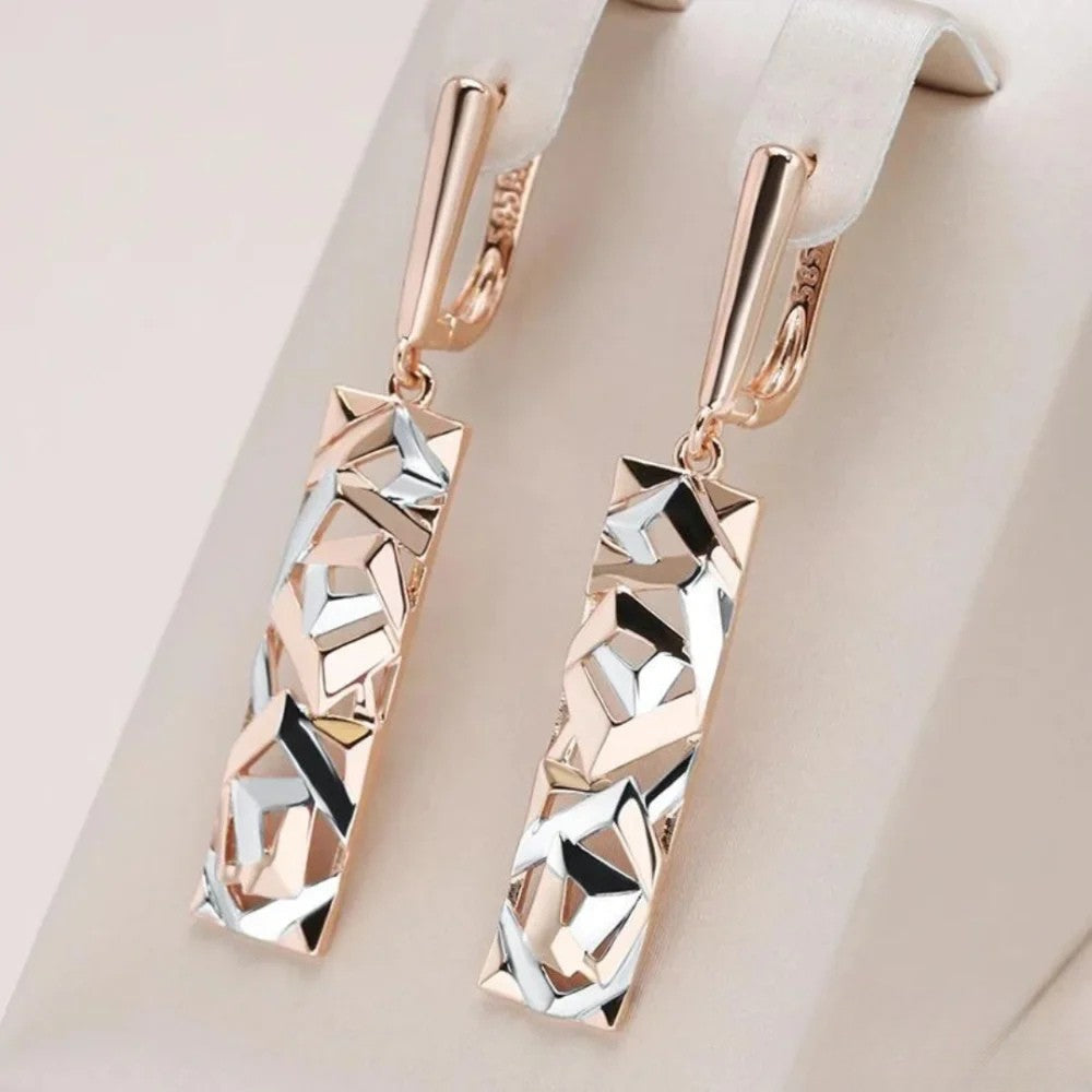 Boucles d'Oreilles Rectangulaires Dorées