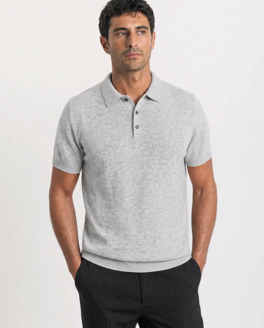 Polo en Maille Uni à Patte Boutonnée pour Homme