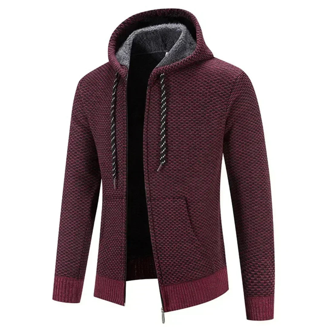 Sweat à Capuche Zippé pour Homme, Doublure en Laine