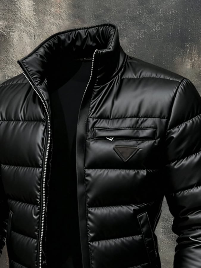 Doudoune Brillante à Col Montant pour Homme