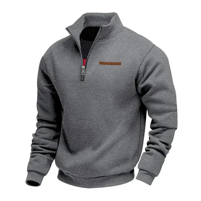 Sweat Demi-Zip en Molleton à Col Montant pour Homme