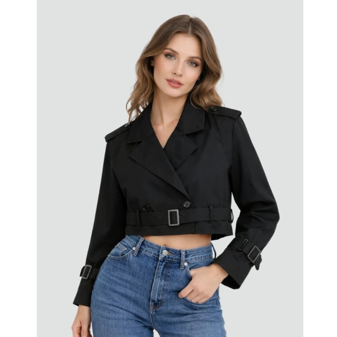 Trench-Coat à Ceinture Court pour Femme