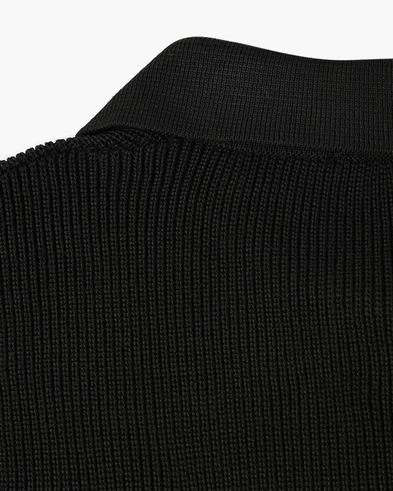 Pull Demi-Zip en Maille Gaufrée à Col Polo pour Homme