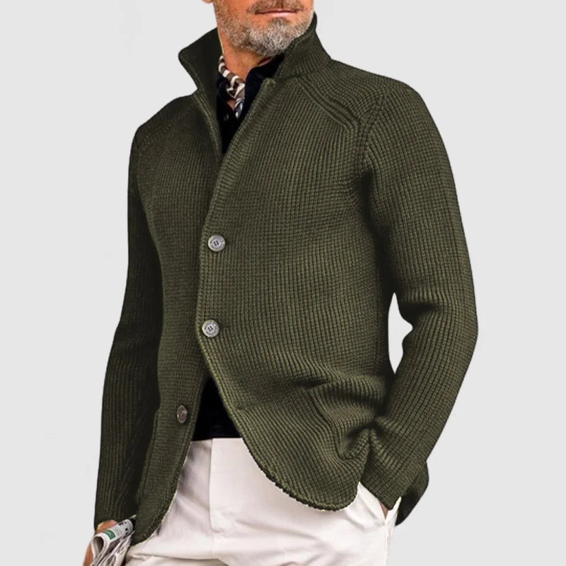 Cardigan Boutonné en Grosse Maille pour Homme