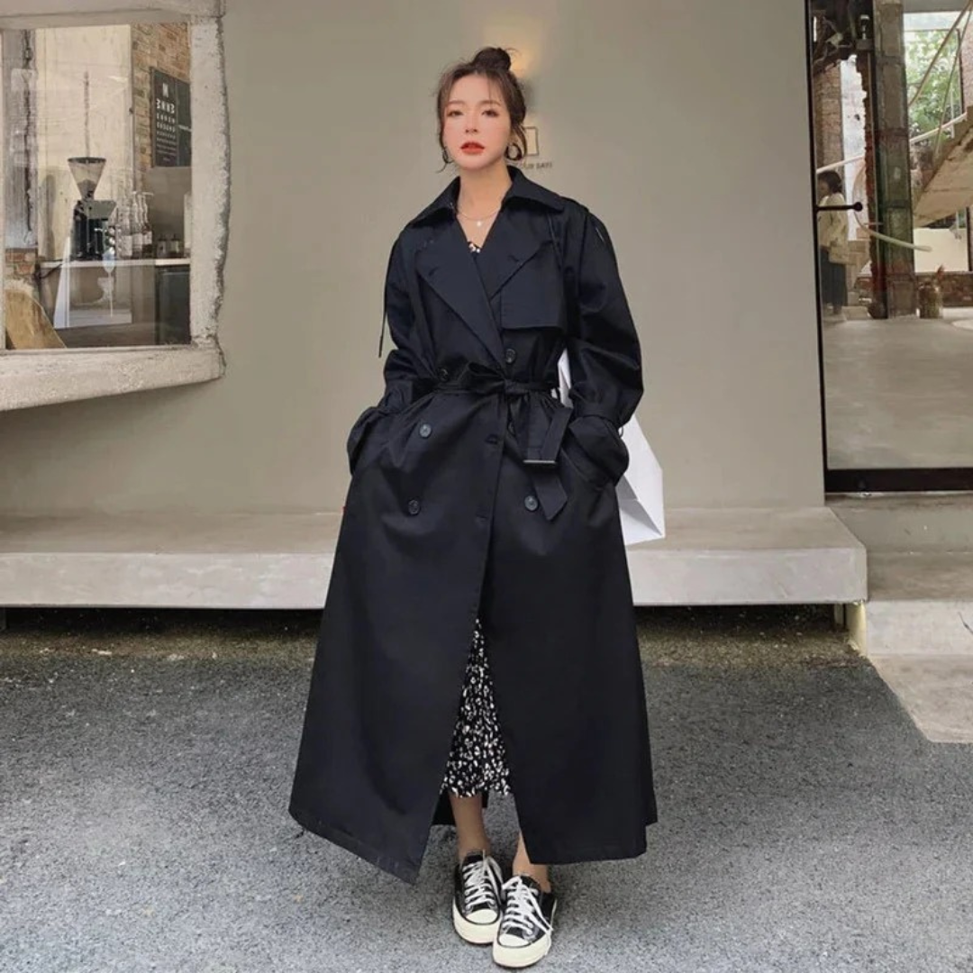 Trench-Coat à Ceinture Long pour Femme