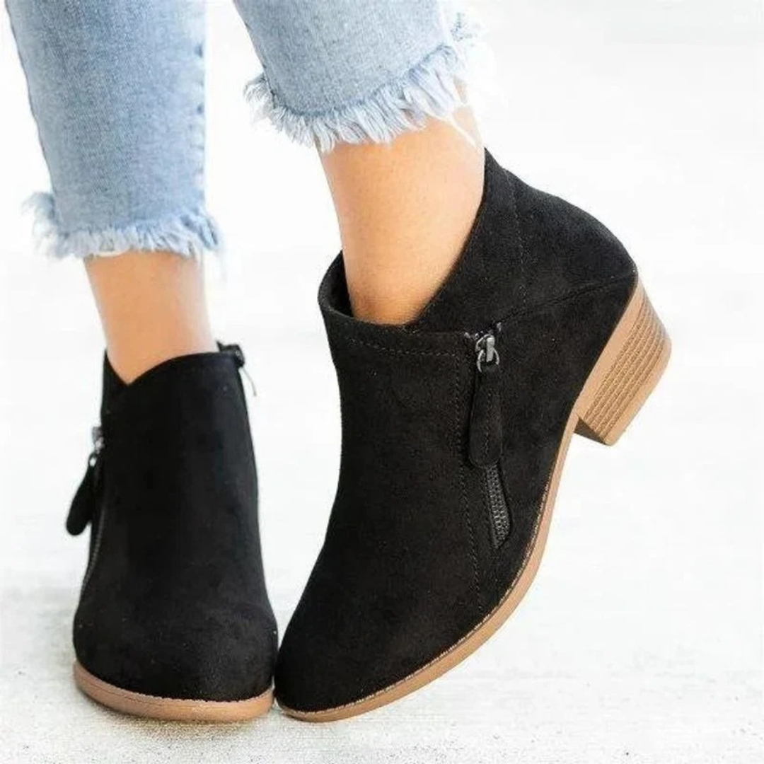 Bottines à Fermeture Éclair à Talon pour Femme