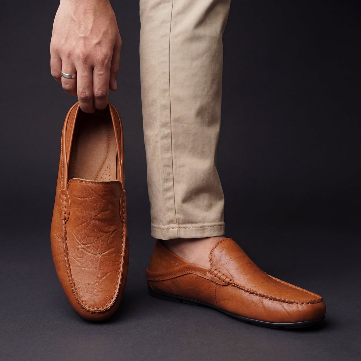 Mocassins Souples Effet Cuir pour Homme