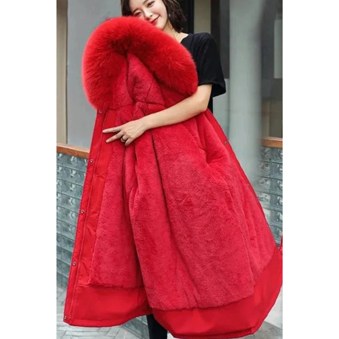 Veste d’Hiver à Capuche en Fausse Fourrure pour Femme