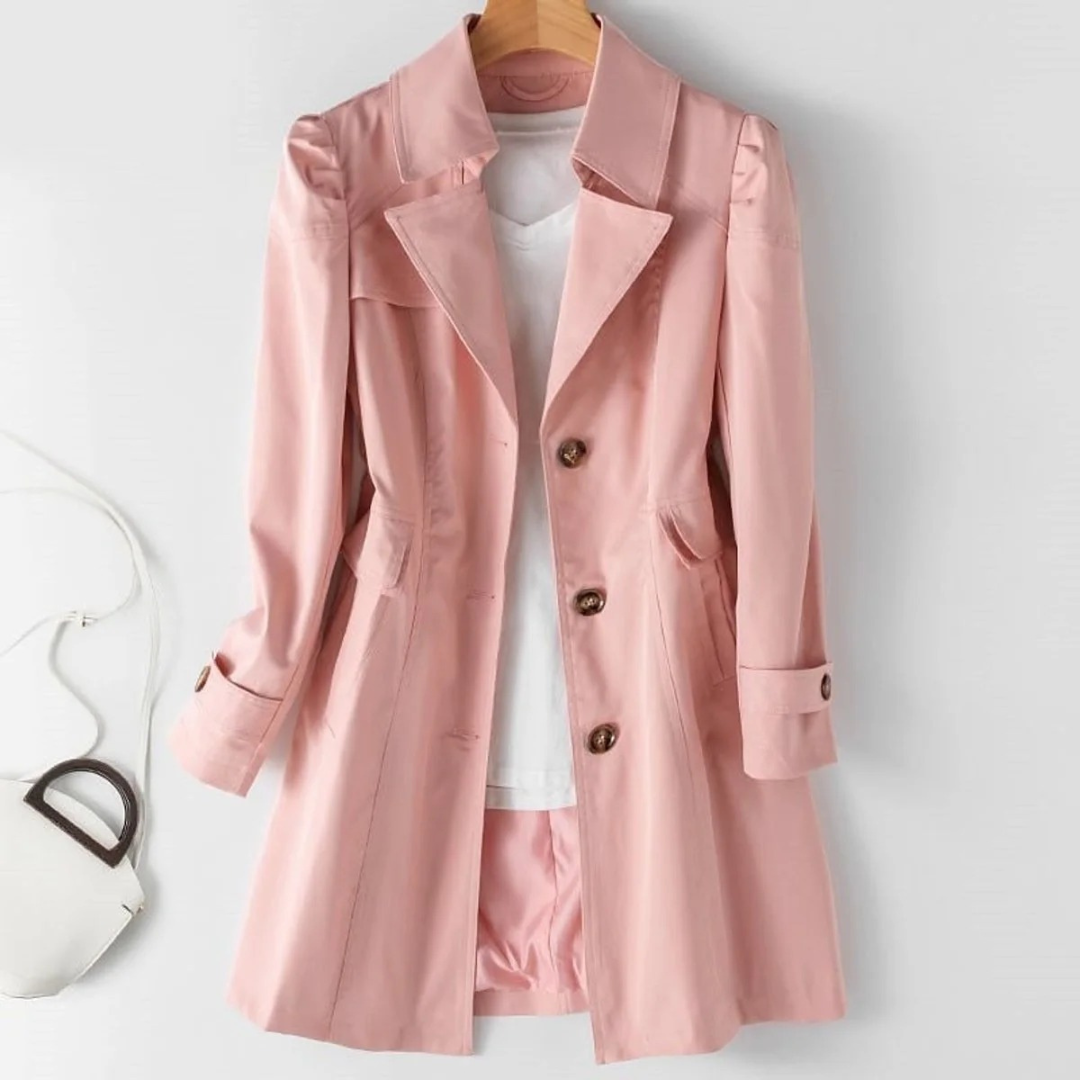Trench-Coat Boutonné Long — Fermeture boutonnée sur le devant pour Femme