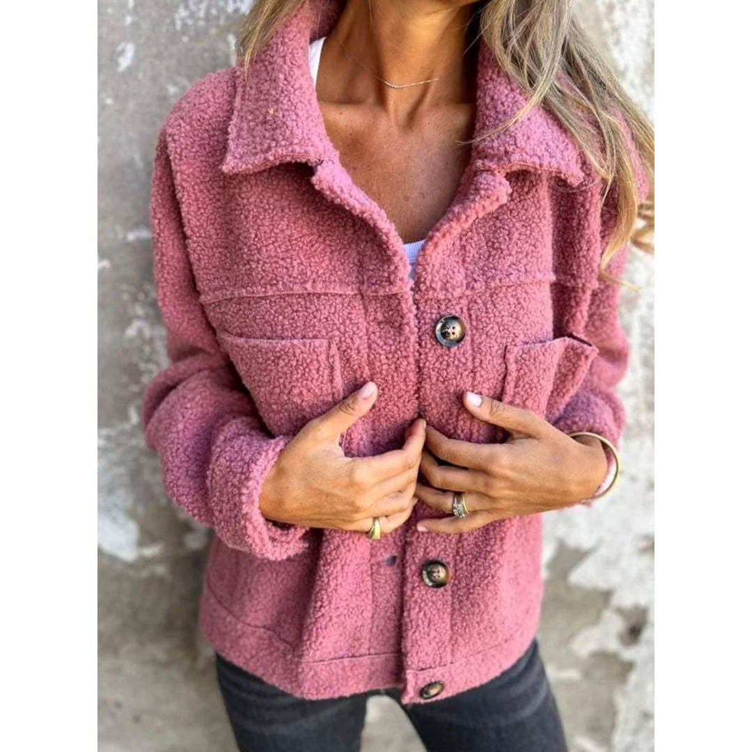 Veste d’Hiver en Maille Teddy Boutonné pour Femme