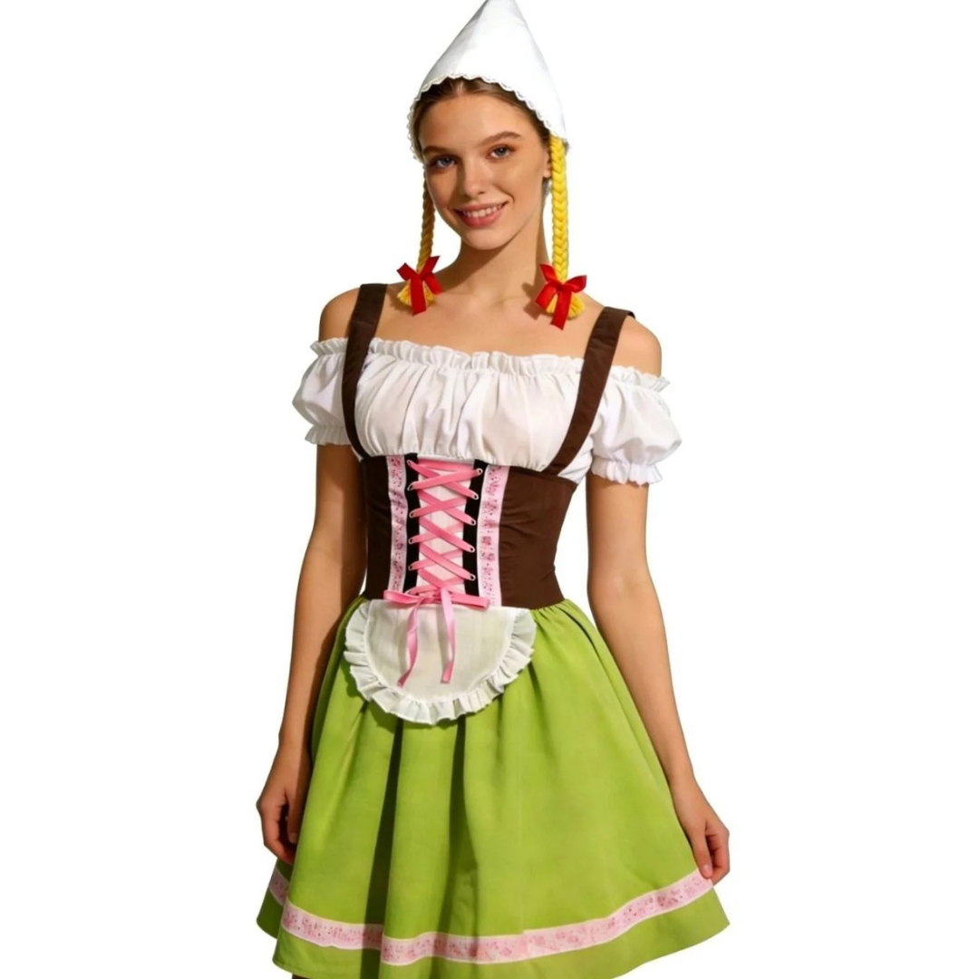 Dirndl en Dentelle en Vert pour Femme