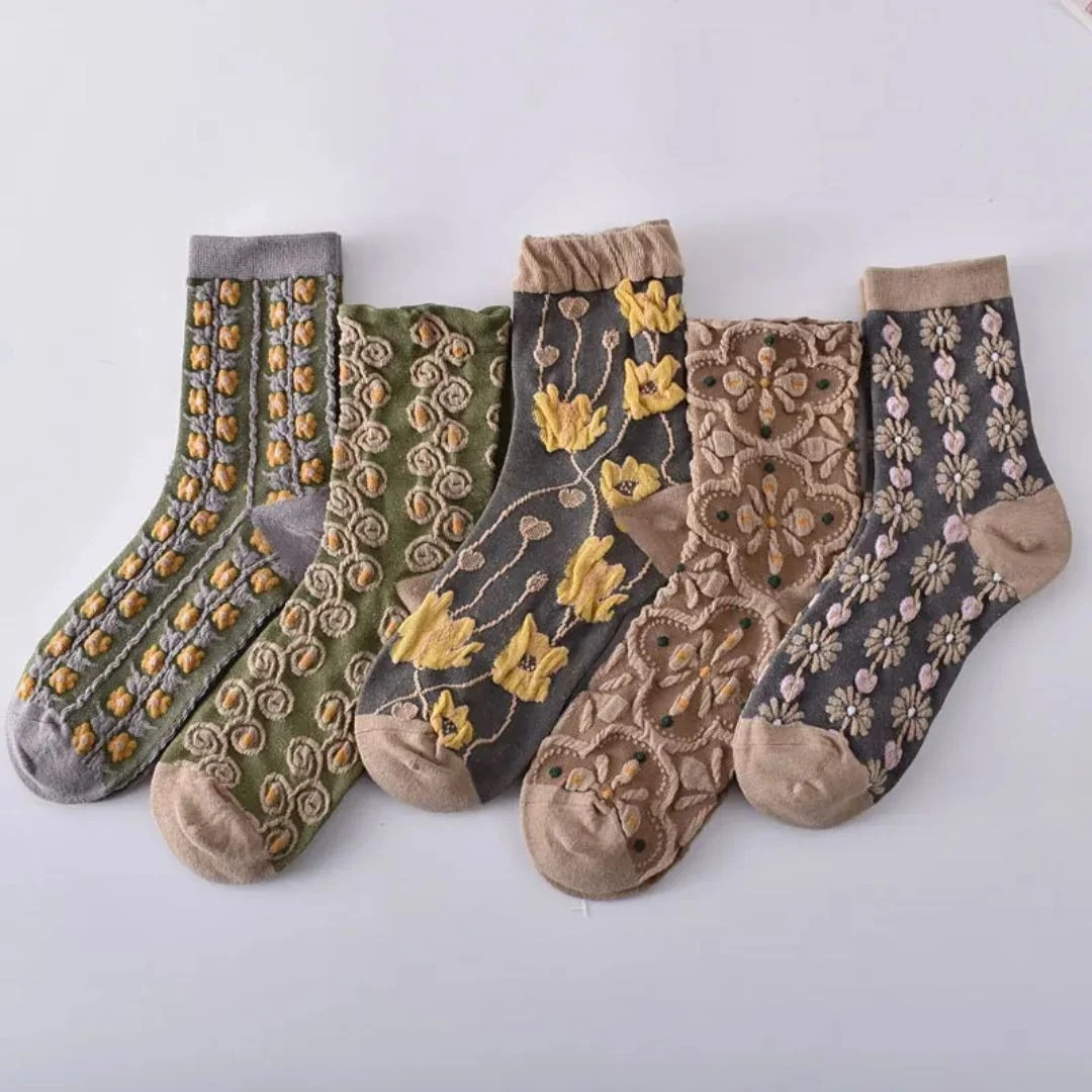 Chaussettes Traditionnelles à Motif Floral pour Femme