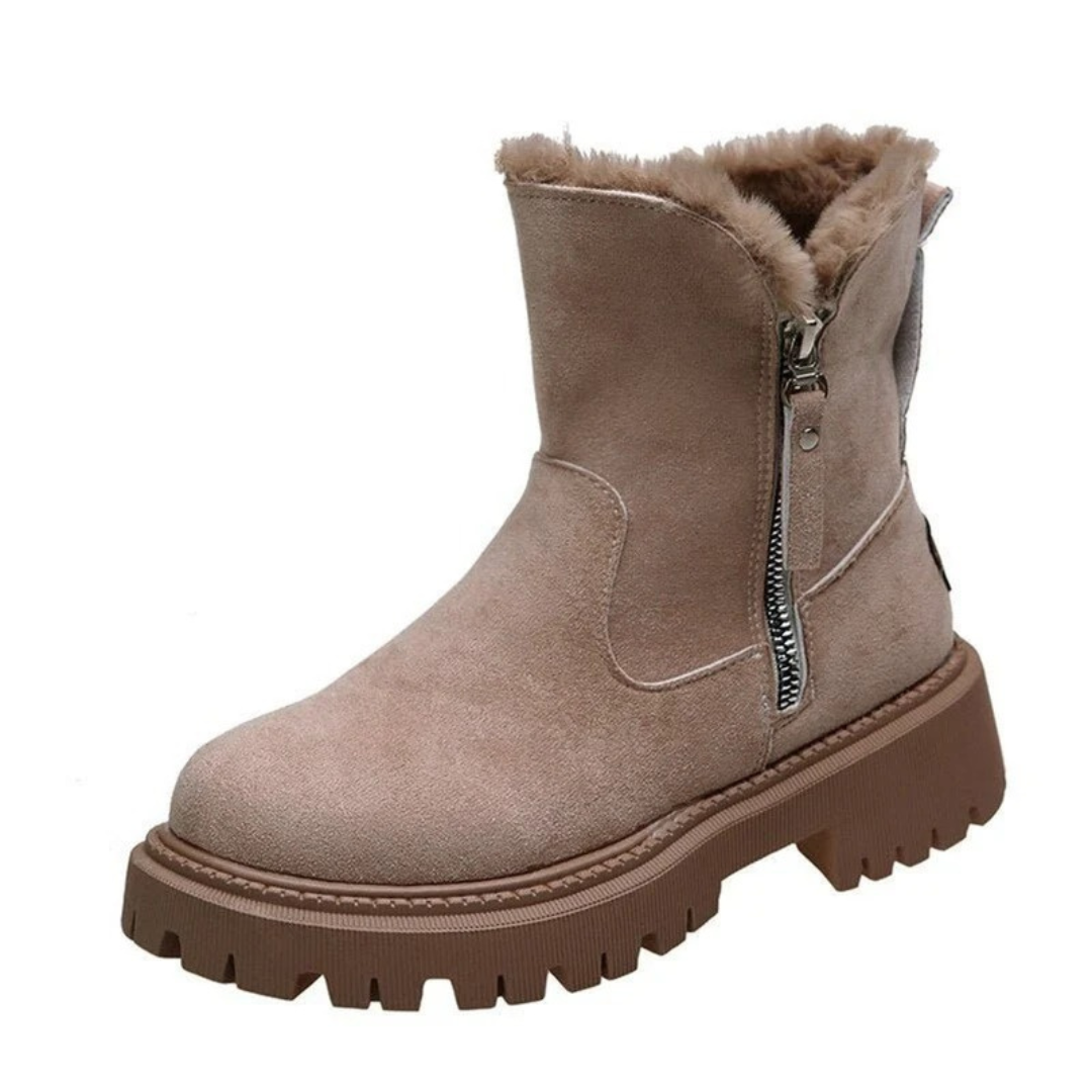 Bottines en Daim Synthétique à Fermeture Éclair pour Femme