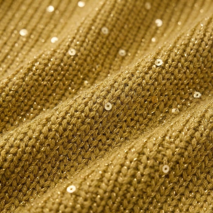 Gilet en Grosse Maille à Gros Boutons Dorés et Manches Ballon