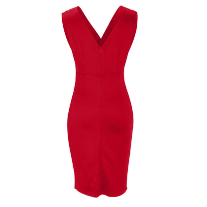 Robe Ajustée à Col V et Fente Latérale pour Femme