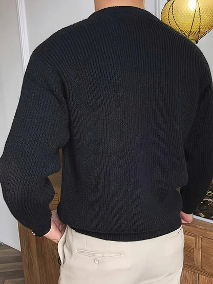 Pull à Col Rond en Maille Côtelée pour Homme