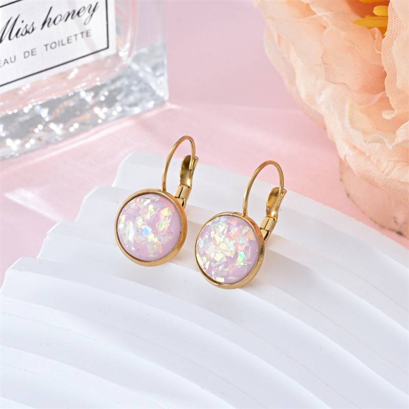 Boucles d'Oreilles Dorées à Pierres Opalines