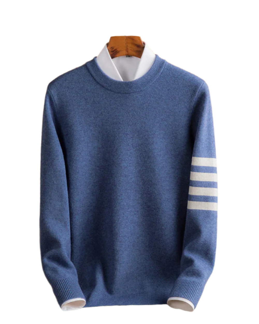 Pull à Col Rond à Rayures sur Manche pour Homme