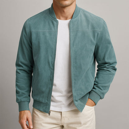 Veste en Daim Synthétique à Col Montant pour Homme