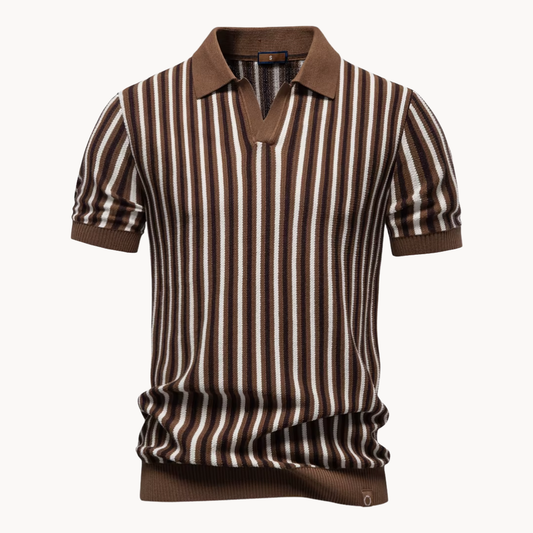 Polo en Maille à Rayures Verticales pour Homme