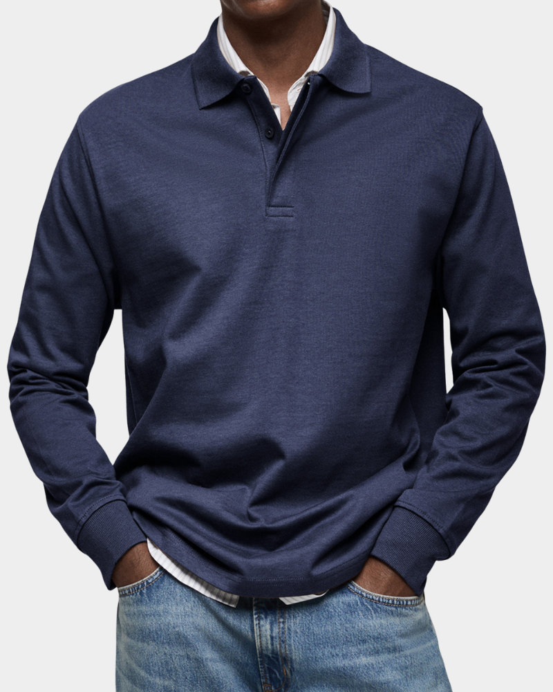 Polo Manches Longues en Maille Douce pour Homme