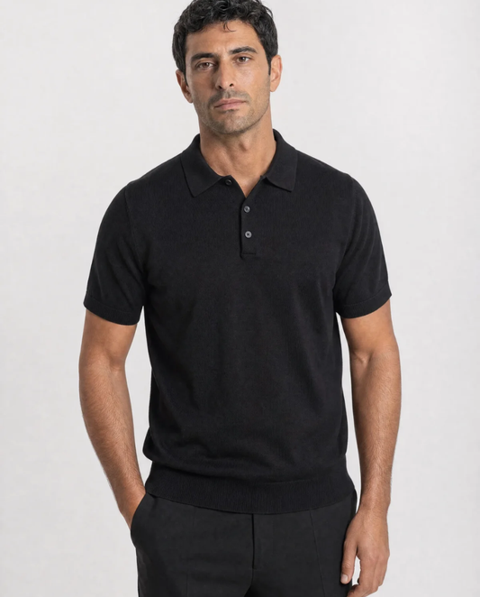 Polo en Maille Uni à Patte Boutonnée pour Homme