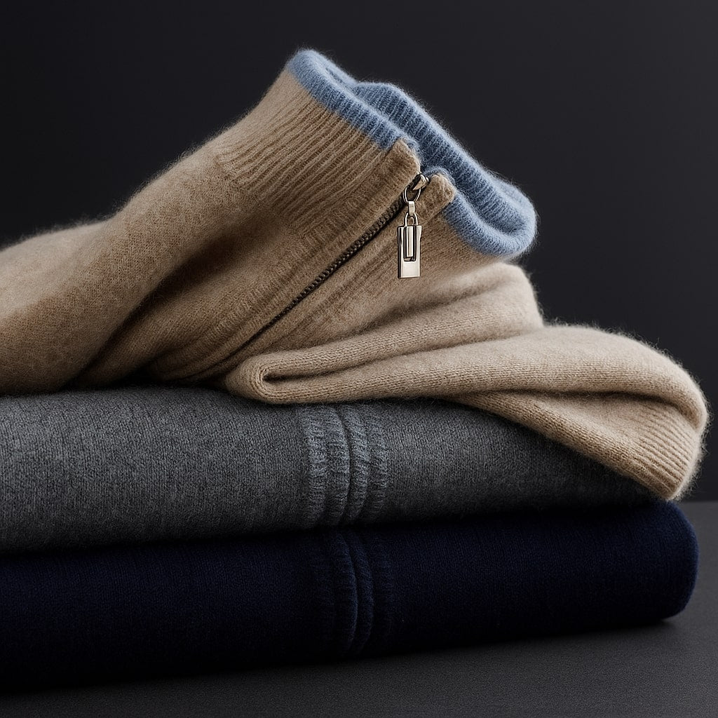 Cardigan Zippé à Col Montant pour Homme