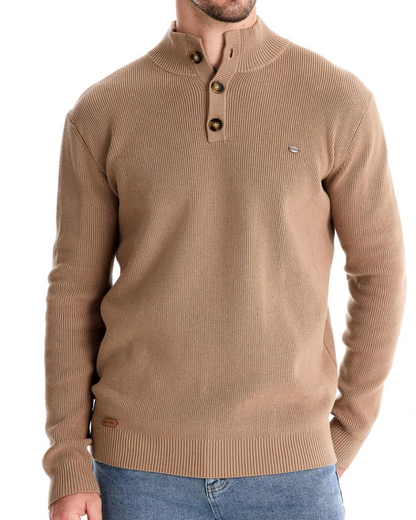 Pull à Col Montant Boutonné pour Homme