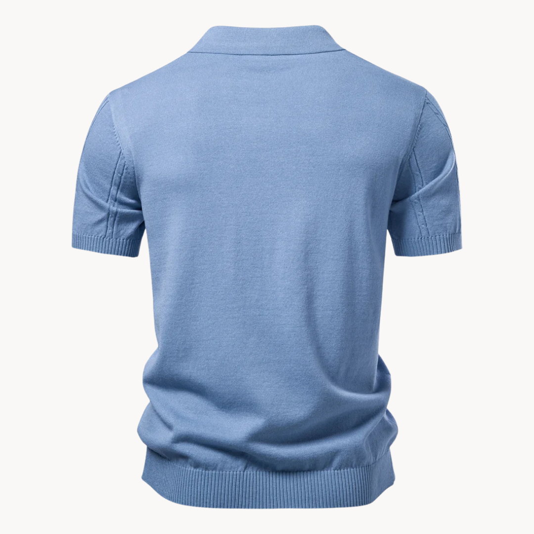 Polo en Maille à Texture Verticale pour Homme