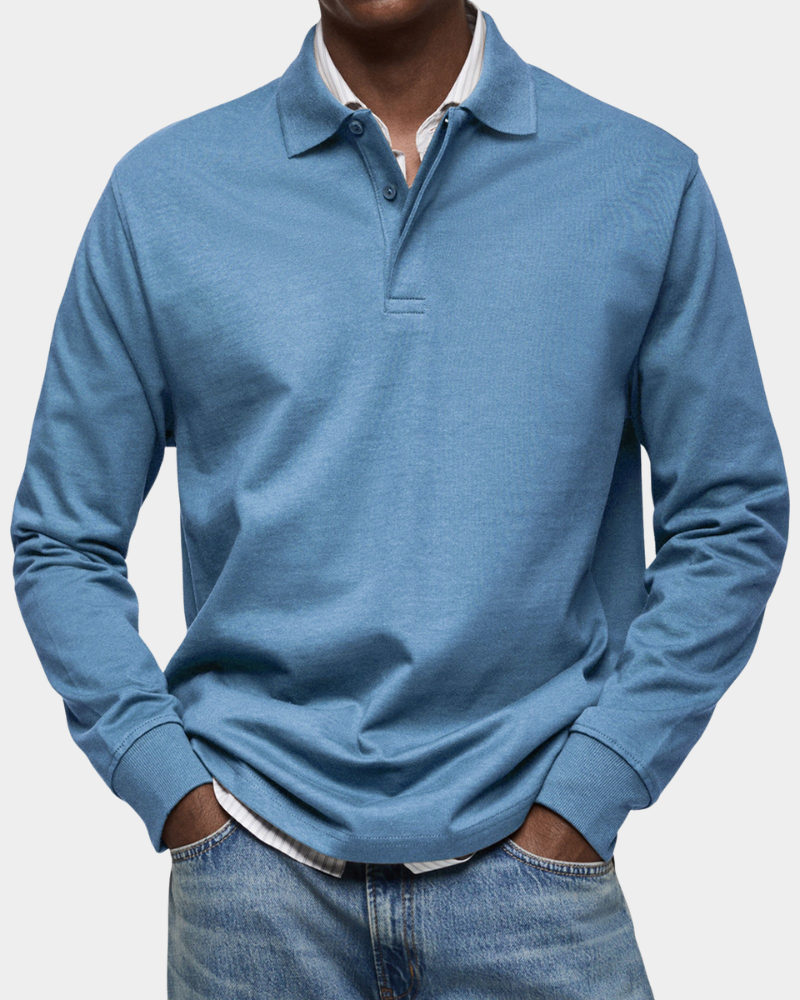 Polo Manches Longues en Maille Douce pour Homme