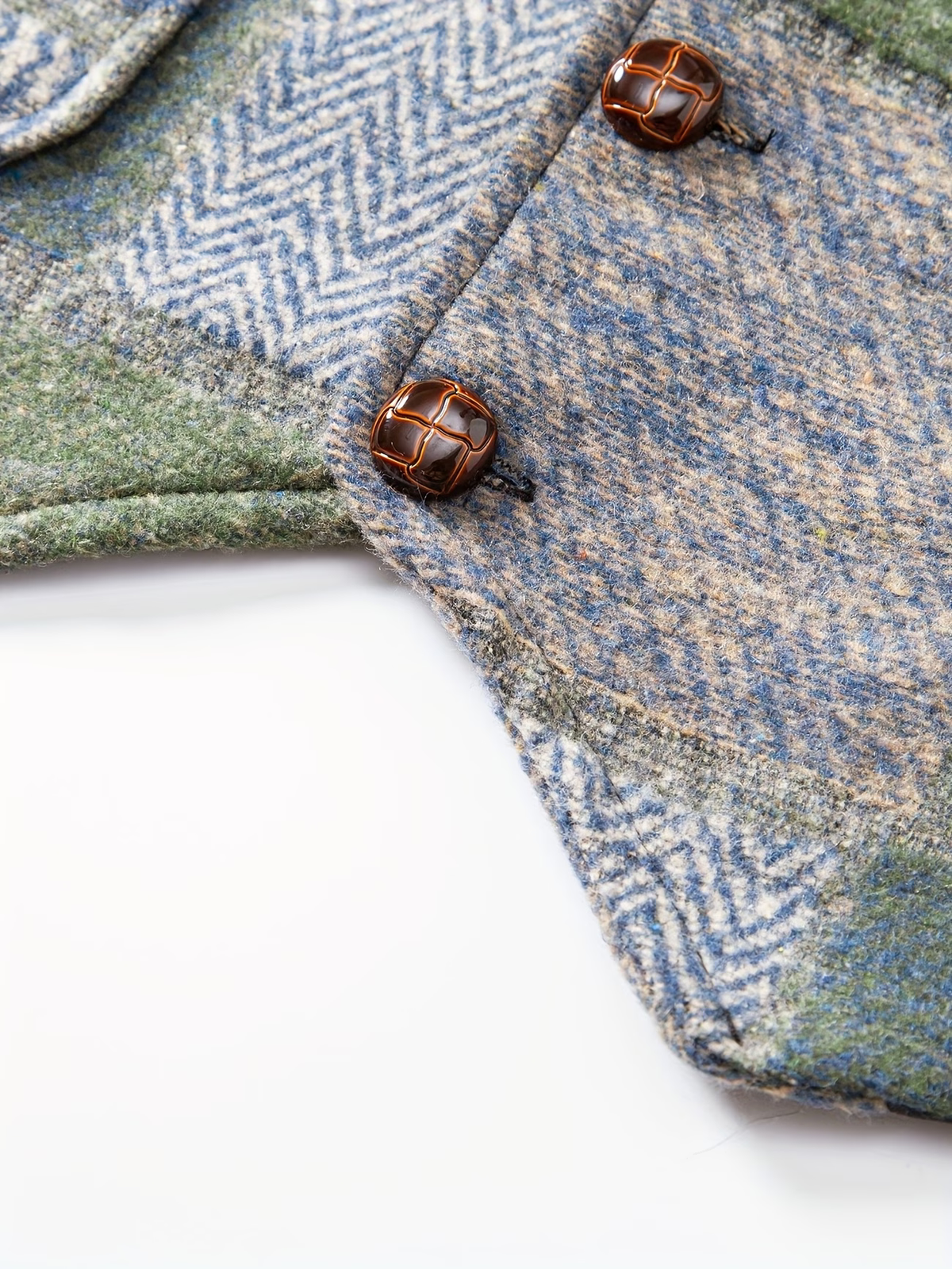 Gilet de Costume Effet Tweed à Chevrons pour Homme