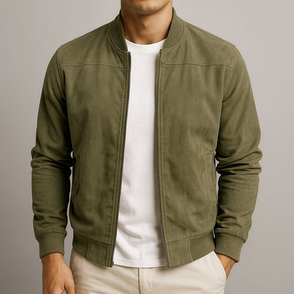 Veste en Daim Synthétique à Col Montant pour Homme