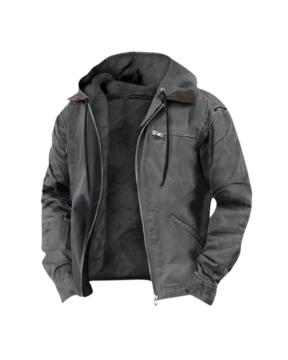 Veste en Polaire à Capuche et Col Montant pour Homme