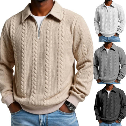 Pull Demi-Zip à Torsades pour Homme
