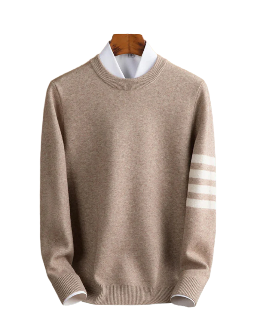 Pull à Col Rond à Rayures sur Manche pour Homme