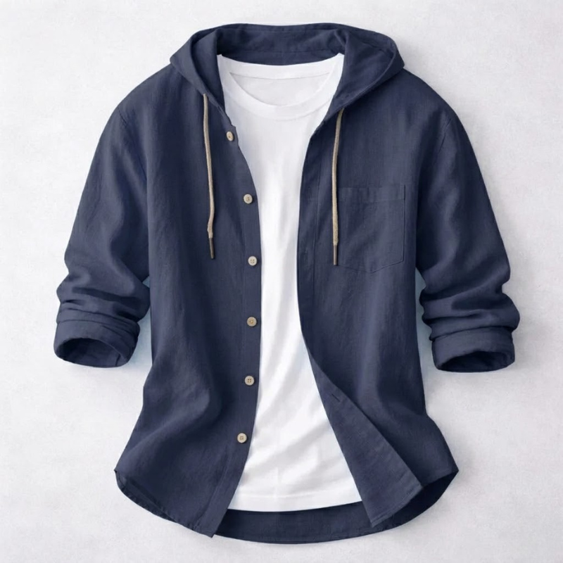 Surchemise à Capuche en Coton et Lin pour Homme