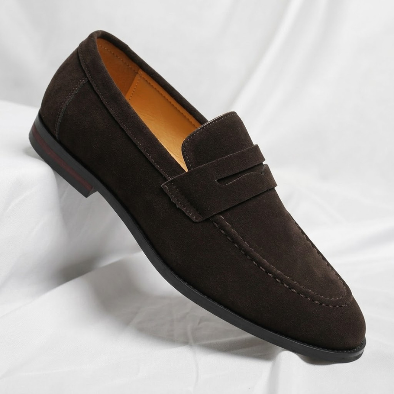 Mocassins Penny Loafers en Suédine pour Homme