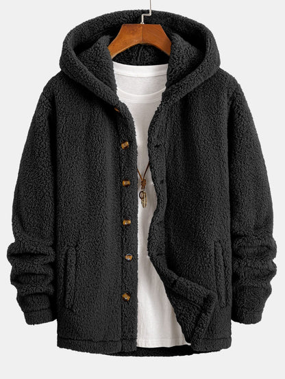 Veste en Fausse Fourrure Teddy à Capuche pour Homme