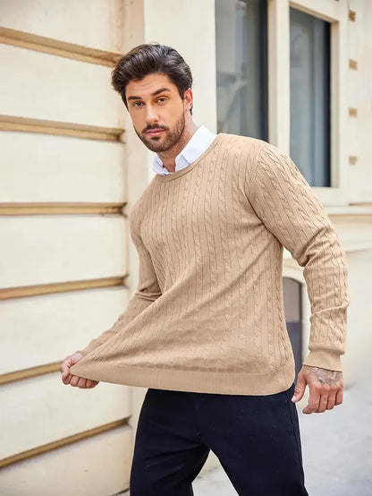 Pull à Col Rond en Maille Torsadée pour Homme