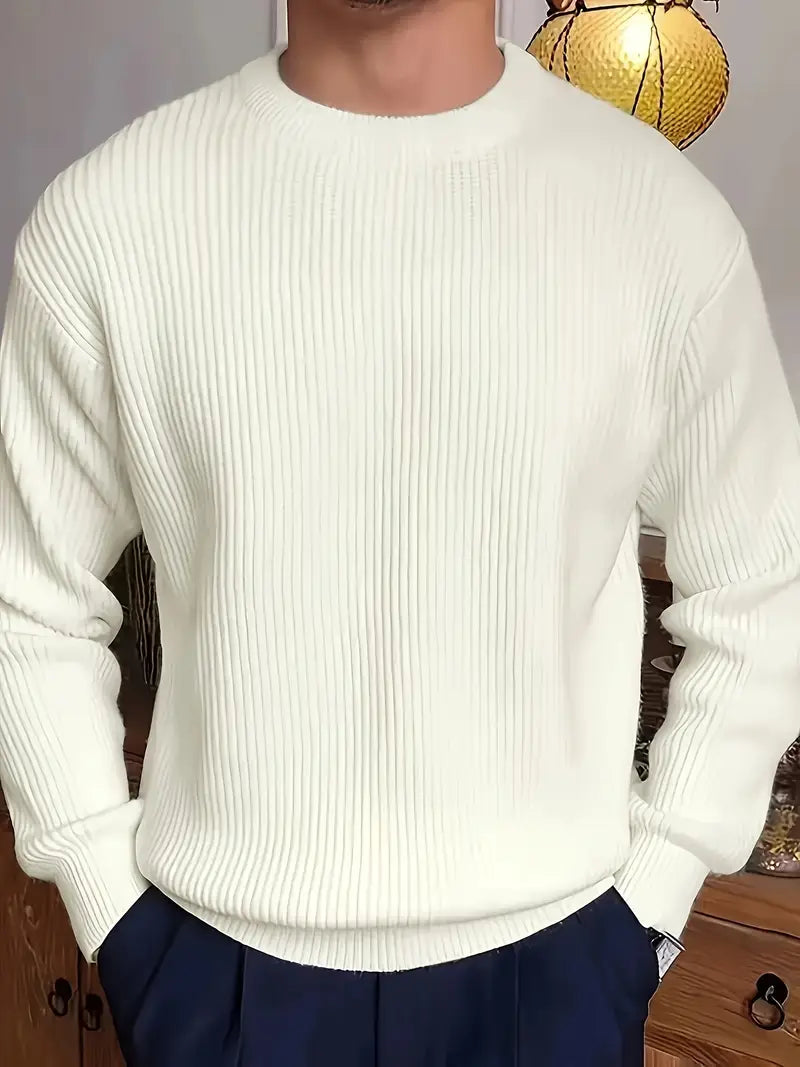 Pull à Col Rond en Maille Côtelée pour Homme