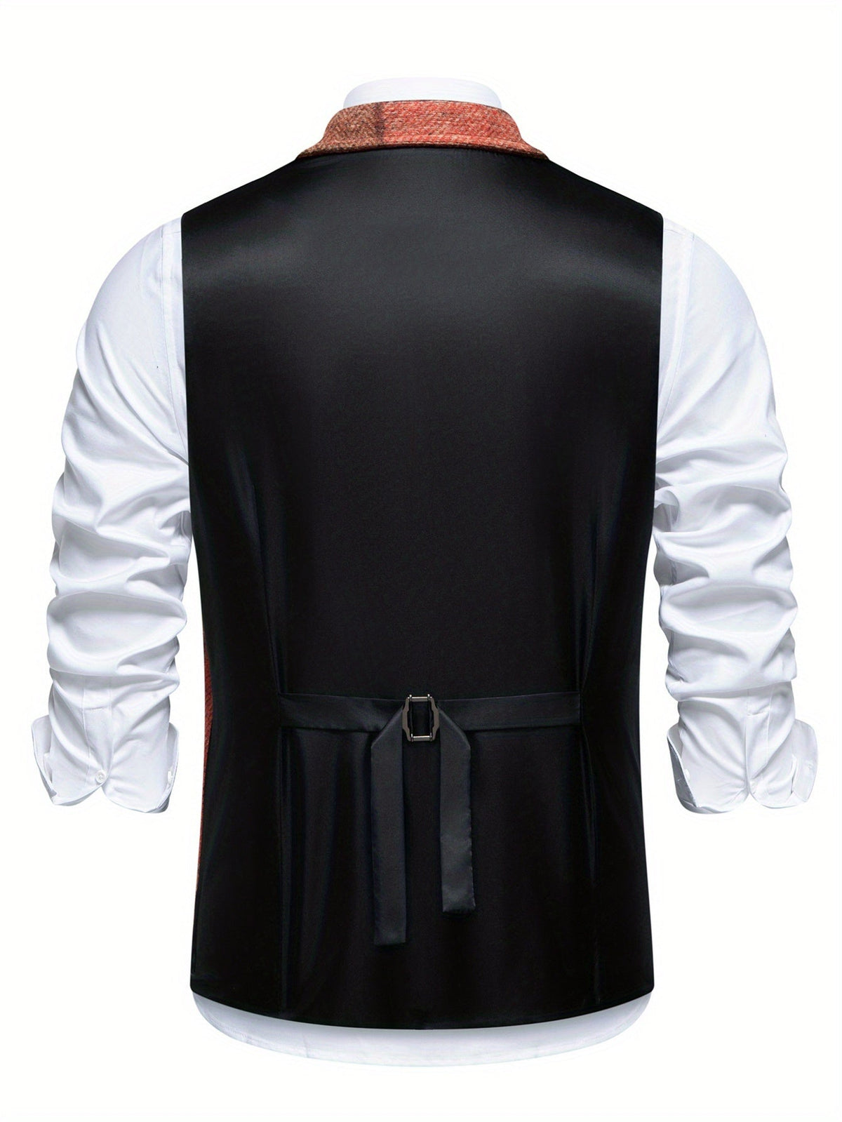 Gilet de Costume Effet Tweed à Chevrons pour Homme