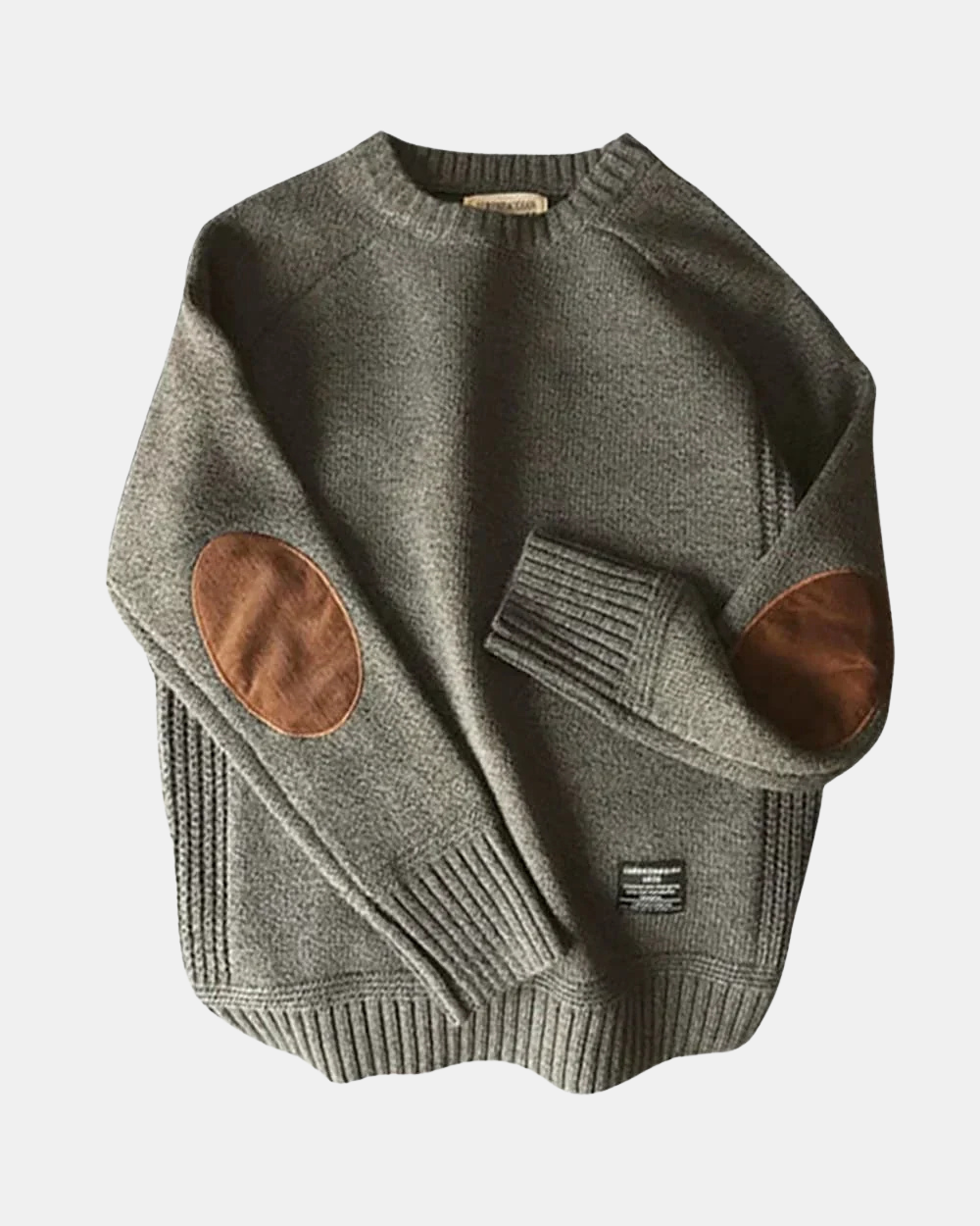 Pull à Col Rond avec Coudières pour Homme