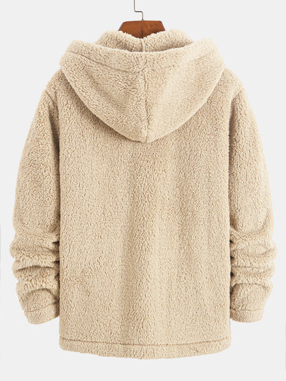 Veste en Fausse Fourrure Teddy à Capuche pour Homme