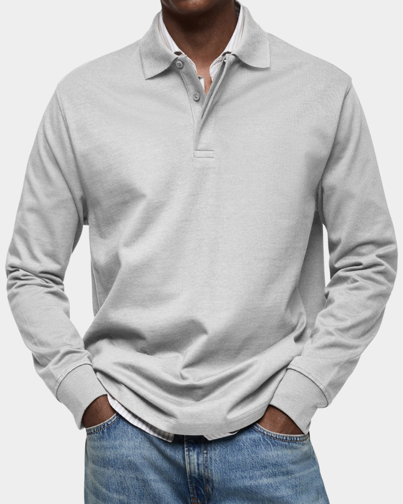 Polo Manches Longues en Maille Douce pour Homme