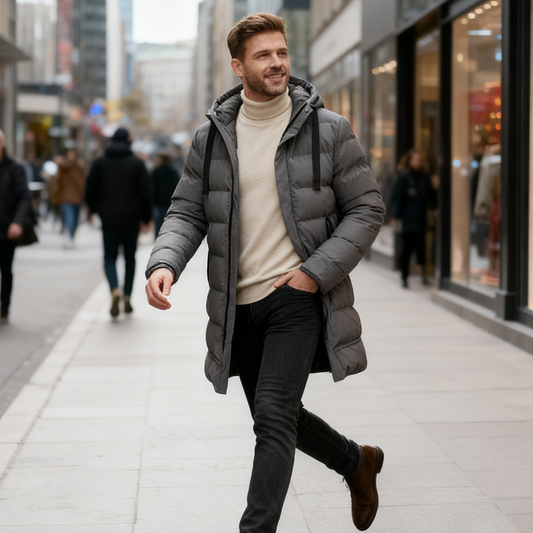 Manteau Matelassé Long à Capuche pour Homme