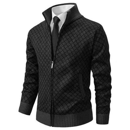 Cardigan Zippé à Motif Losanges pour Homme