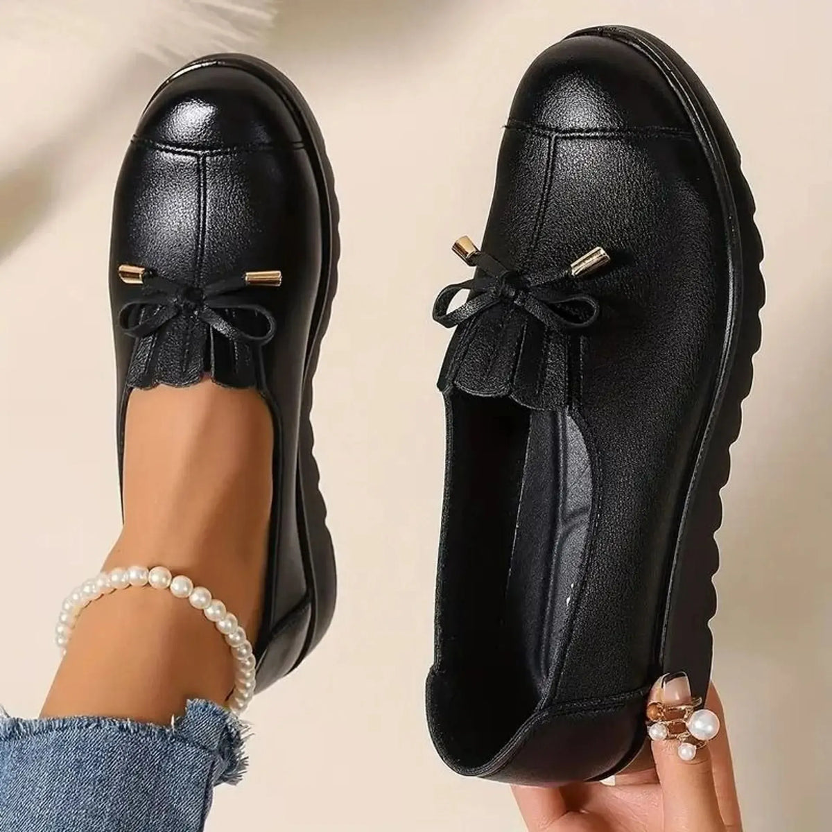 Mocassins Confort à Semelle Plateforme et Bout Arrondi