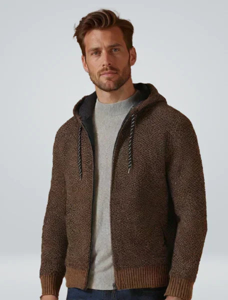 Sweat à Capuche Zippé pour Homme, Doublure en Laine