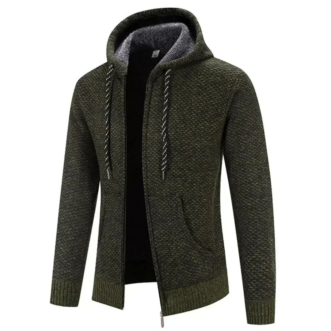 Sweat à Capuche Zippé pour Homme, Doublure en Laine