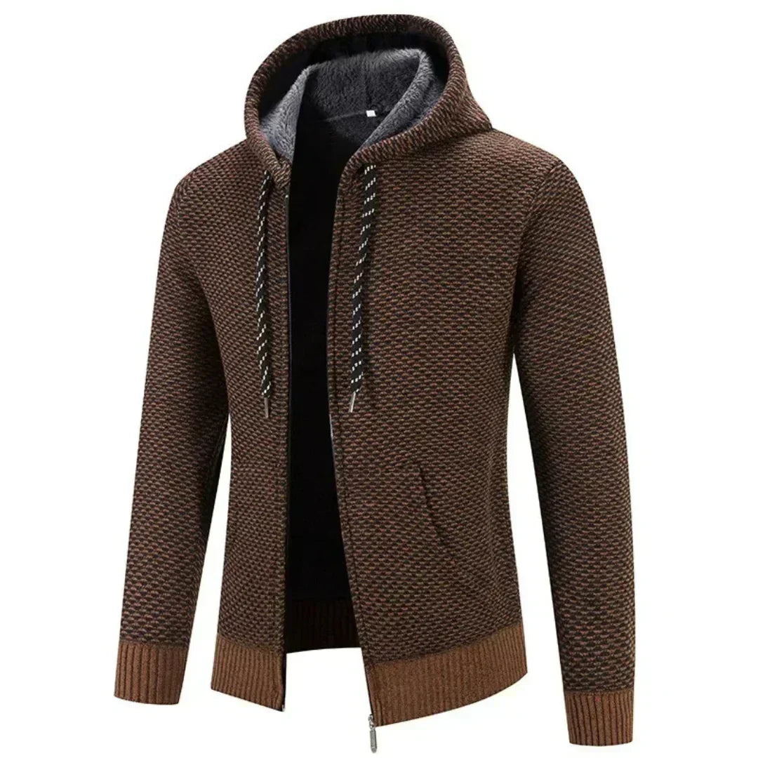 Sweat à Capuche Zippé pour Homme, Doublure en Laine